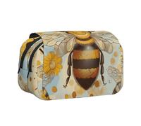 ttyuac Trousse à crayons avec imprimé crevettes japonaises - Double couche - Grande trousse à crayons - Trousse à crayons multifonction pour papeterie de bureau, Honey Bee., Taille unique, Organiseur