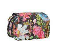 ttyuac Trousse à crayons avec imprimé mandala, double couche, grande trousse à crayons, trousse à crayons, trousse à crayons multifonction, Jardin avec oiseau et fleur, Taille unique, Organiseur de
