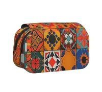 ttyuac Trousse à crayons avec imprimé mandala, double couche, grande trousse à crayons, trousse à crayons, trousse à crayons multifonction, Groupe de géométrie marocaine, Taille unique, Organiseur de