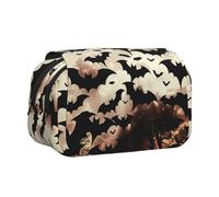 ttyuac Trousse à crayons avec imprimé mandala, double couche, grande trousse à crayons, trousse à crayons, trousse à crayons multifonction, Chauve-souris volante pour Halloween, Taille unique