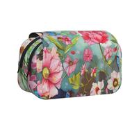 ttyuac Trousse à crayons avec imprimé mandala, double couche, grande trousse à crayons, trousse à crayons, trousse à crayons multifonction, Jardin avec oiseaux et fleurs, Taille unique, Organiseur de