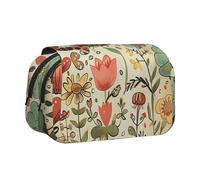 ttyuac Trousse à crayons avec imprimé mandala, double couche, grande trousse à crayons, trousse à crayons, trousse à crayons multifonction, Amusants chats, oiseaux et fleurs, Taille unique, Organiseur