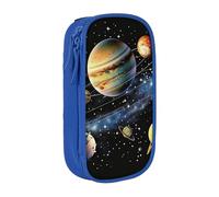 ttyuac Trousse à crayons avec imprimé planètes, étoiles et galaxie, grande capacité, 2 compartiments à double fermeture éclair, trousse esthétique pour garçons et filles, trousse de maquillage, noir