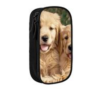 ttyuac Trousse à crayons gothique avec 2 compartiments à double fermeture éclair - Tissu Oxford de qualité supérieure - Esthétique - Organiseur de papeterie pour garçons et filles, Golden Retriever