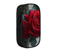 ttyuac Trousse à crayons gothique avec 2 compartiments à double fermeture éclair - Tissu Oxford de qualité supérieure - Esthétique - Organiseur de papeterie pour garçons et filles, Art rose gothique