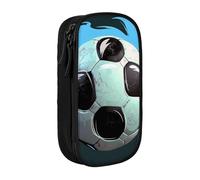 ttyuac Trousse à crayons imprimée ballon de football, grande capacité, 2 compartiments à double fermeture éclair, tissu Oxford de qualité supérieure, esthétique, trousse à crayons pour garçons et