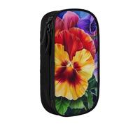 ttyuac Trousse à crayons imprimée Pansy Perfection - Grande capacité - 2 compartiments - Double fermeture éclair - Tissu Oxford de qualité supérieure - Esthétique - Organiseur de papeterie pour