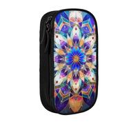 ttyuac Trousse à crayons rétro avec 2 compartiments à double fermeture éclair - Tissu Oxford de qualité supérieure - Esthétique - Organiseur de papeterie pour garçons et filles, Mandala rectangulaire
