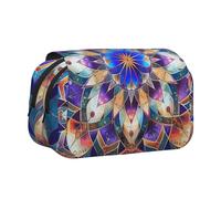 ttyuac Trousse à crayons rétro avec imprimé sirène, double couche, grande trousse à crayons, trousse à crayons, trousse à crayons multifonction, Mandala rectangulaire, Taille unique, Organiseur de sac