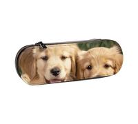 ttyuac Trousse à crayons rigide en similicuir avec imprimé rose gothique pour papeterie, articles de toilette, maquillage, voyage, fournitures de bureau, Golden Retriever Dogs Chiots, Taille unique