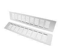 TTZEZE Lot de 2 grilles d'aération rectangulaires en alliage d'aluminium robuste à persiennes pour armoire, cuisinière, chaussures, évier, cuisine, salle de bain, mur latéral, plafond et sol
