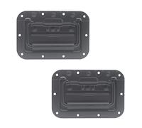 TTZEZE Lot de 2 poignées de traction à ressort robustes pour coffre, armoire, haut-parleur avec poignée en caoutchouc montée en surface (fer noir, 162 x 107 x 13 mm)