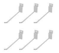 TTZEZE Lot de 6 crochets pour mur à lattes - Crochets utilitaires robustes - En métal argenté de qualité commerciale - Assortiment d'étagères de garage - Présentoir de suspension - Crochets pour