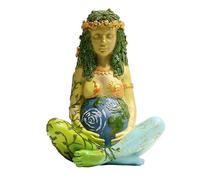 TTZGMTRC Mère Terre Statue, Fertilité Nature Gaia Statue de la déesse, Maison Résine Sculpture Ornement, Cadeaux pour Les Proches et Amis,Vert