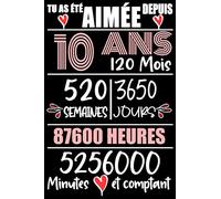 Tu As Été Aimée Depuis 10 Ans: Cadeau d'anniversaire pour les 10 Ans, Carnet de notes drôle pour la famille et les amis, 100 pages, finition mate, 6 x 9 pouces (15,2 x 22,9 cm)