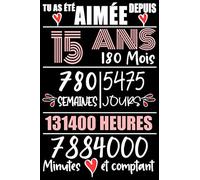 Tu As Été Aimée Depuis 15 Ans: Cadeau d'anniversaire pour les 15 Ans, Carnet de notes drôle pour la famille et les amis, 100 pages, finition mate, 6 x 9 pouces (15,2 x 22,9 cm)