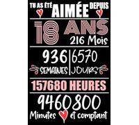 Tu As Été Aimée Depuis 18 Ans: Cadeau d'anniversaire pour les 18 Ans, Carnet de notes drôle pour la famille et les amis, 100 pages, finition mate, 6 x 9 pouces (15,2 x 22,9 cm)