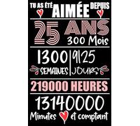 Tu As Été Aimée Depuis 25 Ans: Cadeau d'anniversaire pour les 25 Ans, Carnet de notes drôle pour la famille et les amis, 100 pages, finition mate, 6 x 9 pouces (15,2 x 22,9 cm)