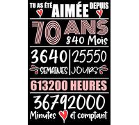 Tu As Été Aimée Depuis 70 Ans: Cadeau d'anniversaire pour les 70 Ans, Carnet de notes drôle pour la famille et les amis, 100 pages, finition mate, 6 x 9 pouces (15,2 x 22,9 cm)