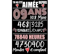 Tu As Été Aimée Depuis 9 Ans: Cadeau d'anniversaire pour les 9 Ans, Carnet de notes drôle pour la famille et les amis, 100 pages, finition mate, 6 x 9 pouces (15,2 x 22,9 cm)
