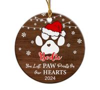 Tu As Laissé des Empreintes De Pattes sur Nos Cœurs Sapin Décoration D'Ornement De Noël Céramique Décoration De Noël À Suspendre avec Ficelle Dorée Christmas Hanging