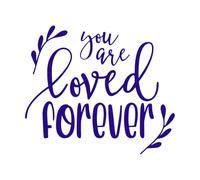 Tu es aimé pour toujours Citations inspirantes Stickers gravés 51x59.3cm Décoration artistique Bleu foncé