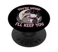 Tu ES Bizarre, Je Vais Te Garder, drôle d'amateur d'opossum en Forme de Raton Laveur PopSockets PopGrip Adhésif