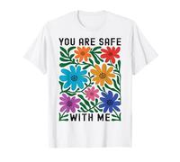 Tu es en sécurité avec moi LGBTQ Pride Ally Rainbow Wildflower T-Shirt