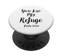 Tu ES Mon Refuge Écriture du psaume Verset de la Bible chrétien PopSockets PopGrip Adhésif