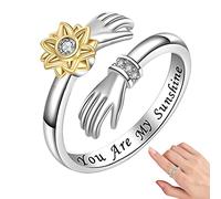 Tu es mon soleil argenté, marguerite ouverte | Bague réglable en argent sterling avec fleur pour filles et femmes