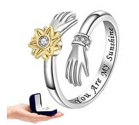 Tu es My Sunshine Bague Argent,Anneaux pour le pouce initial de la Marguerite - Bague Spinner avec lettre initiale en argent sterling, Fidget Rin pour femmes