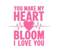 tu fais fleurir mon cœur, je t'aime Stickers muraux 67.2x73.3cm Décoration de magasin Rose