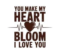 tu fais fleurir mon cœur, je t'aime Stickers muraux 67.2x73.3cm Peinture murale artistique Café