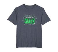 Tu m'as invitée à Hello World - Retro Coder Tech T-Shirt, Homme Grandes Tailles, Bleu Chiné, 5X Tall