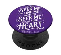 Tu me chercheras et tu me trouveras Jérémie 29:13 Mysticisme biblique PopSockets PopGrip Adhésif