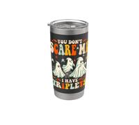 Tu ne me fais pas peur, j'ai des triplés, Halloween, maman, papa Gobelet isotherme en acier inoxydable double paroi