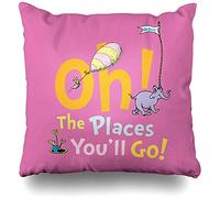 Tu Vas Dr Seuss Oh, Les Endroits Où Tu Iras ! Remise De Diplômes Taie Oreiller avec Fermeture Éclair Taie d'oreiller Confortable Housse De Coussin pour Chambre Lit Extérieur 45X45Cm