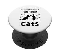 Tu Veux Que j'écoute Talk About Cats Funny Cat PopSockets PopGrip Adhésif