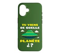 Tu Viens de Quelle Planète Espace Alien Soucoupe Volante Coque pour iPhone 16