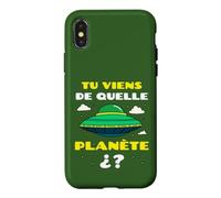 Tu Viens de Quelle Planète Espace Alien Soucoupe Volante Coque pour iPhone X/XS