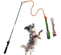 TUAHOO Bâton de flirt pour chiens, jouets interactifs pour chien à tirer, baguette de teaser durable, jouets de chasse avec corde à mâcher pour l'exercice et l'entraînement en plein air