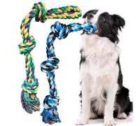 TUAHOO Corde Double 3 Noeuds pour Chien - Lot de 2 Jouets en Corde pour Chiens de Grande et Moyenne Races - Jouets à mâcher indestructibles pour Chiens, 100% Coton, 55CM/390g