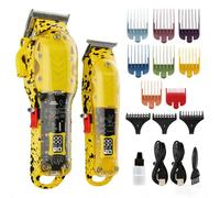 Tuanchuanrp Tondeuse à cheveux professionnelle pour homme, kit de barbier sans fil pour la coupe et le toilettage, tondeuse à cheveux et ensemble de tondeuse pour barbier avec écran LED, 8 peignes