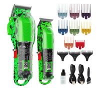 Tuanchuanrp Tondeuse à cheveux professionnelle pour homme, sans fil pour la coupe de cheveux et le toilettage, avec écran LED et ensemble de tondeuse pour barbier avec 8 peignes coniques décolorés