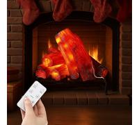 Tuanse 6 lumières de cheminée sans flamme de Noël de 20,7 cm avec télécommande, faux feu pour cheminée, bois artificiel LED, sans flamme, flamme brûlante en bois pour festivals, maison