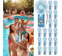 Tuanse Lot de 24 mini ventilateurs de piscine « Goodbye School Hello Pool » en vrac - Mini ventilateur de poche portable - Puissant - Pour fête d'été - Cadeaux pour 24 invités