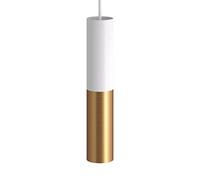 Tub-E14, tube en métal double pour spot et double bague E14 - Blanc mat - Bronze satiné