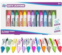 Tub Works® Crayons de Bain, Jouet pour Le Bain, Lot de 12 | Crayons de Bain Non Toxiques et lavables pour Les Enfants | Dessiner sur Les parois de la Baignoire Humide et sèche | Forme hexagonale