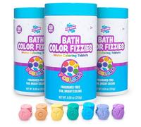 Tub Works™ Fizzy Bath Color Lot de 3 tablettes pour enfants, 150 comptes, non toxiques et sans fragrance, pour créer des couleurs amusantes pour le bain, 7 couleurs pour la variété, bombes de bain
