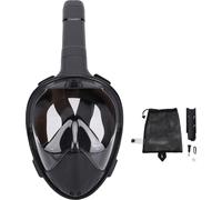Tuba Couvre-visage 180 degrés panoramique Anti-brouillard anti-éclaboussures Silicone Séchage complet Respiration Plongée libre Noir L/XL